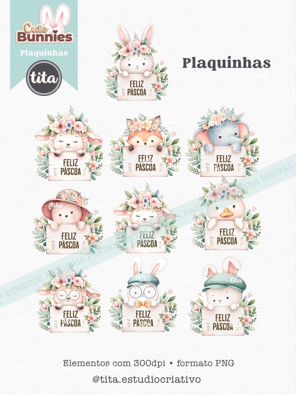Cute Bunnies - Como Ilustrações e Papéis (Tita) - Imagem 4