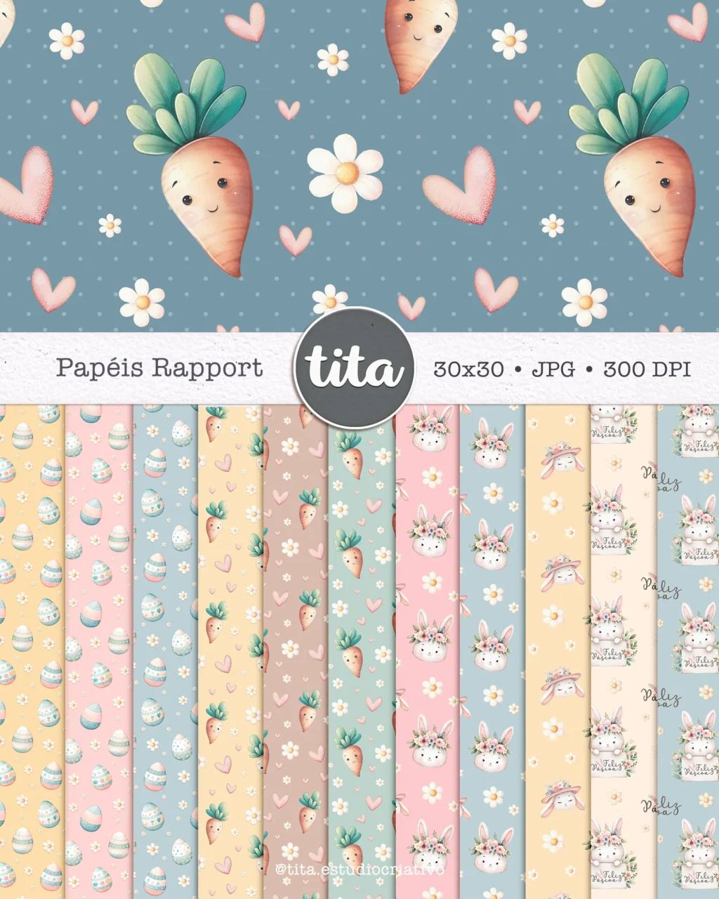 Cute Bunnies - Como Ilustrações e Papéis (Tita) - Imagem 2