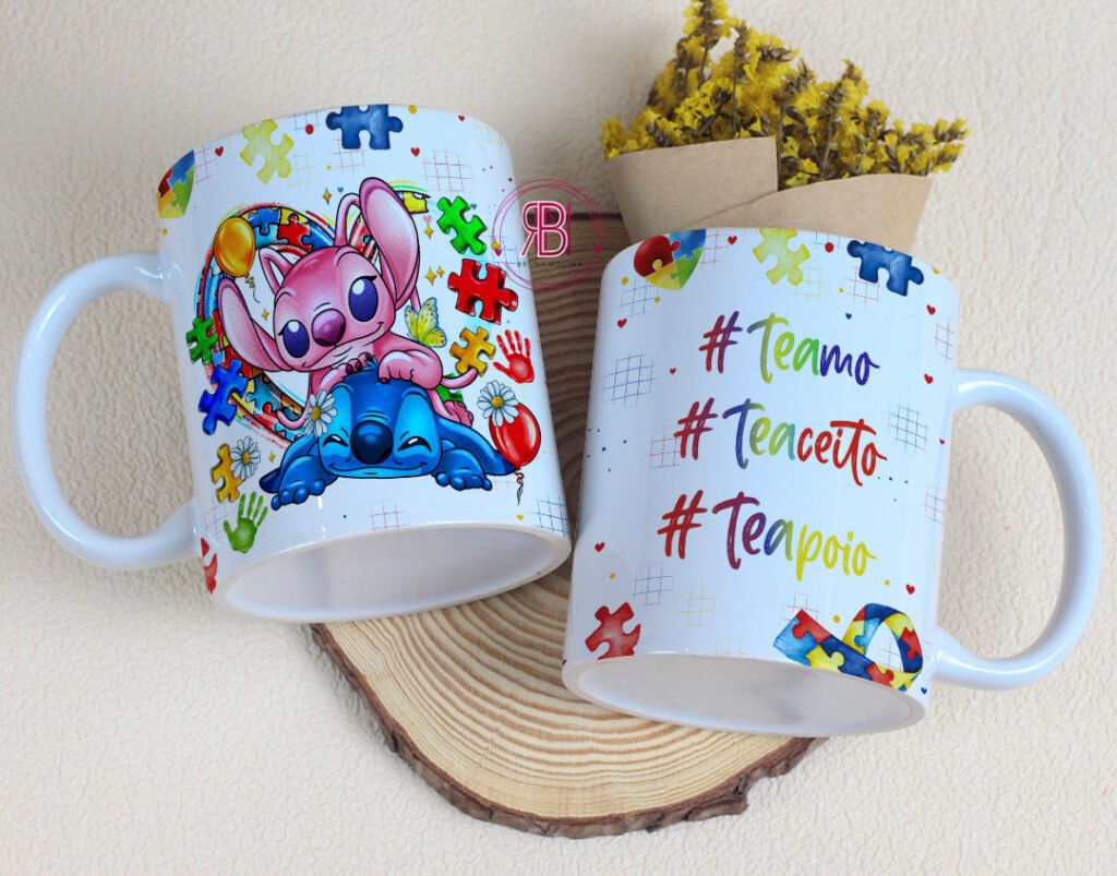 Stich e Angel Autismo - Arte Avulsa Caneca