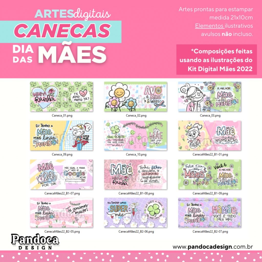 PACK Artes Digitais para Canecas - Dia Das Mães (Pandoca) - Imagem 4