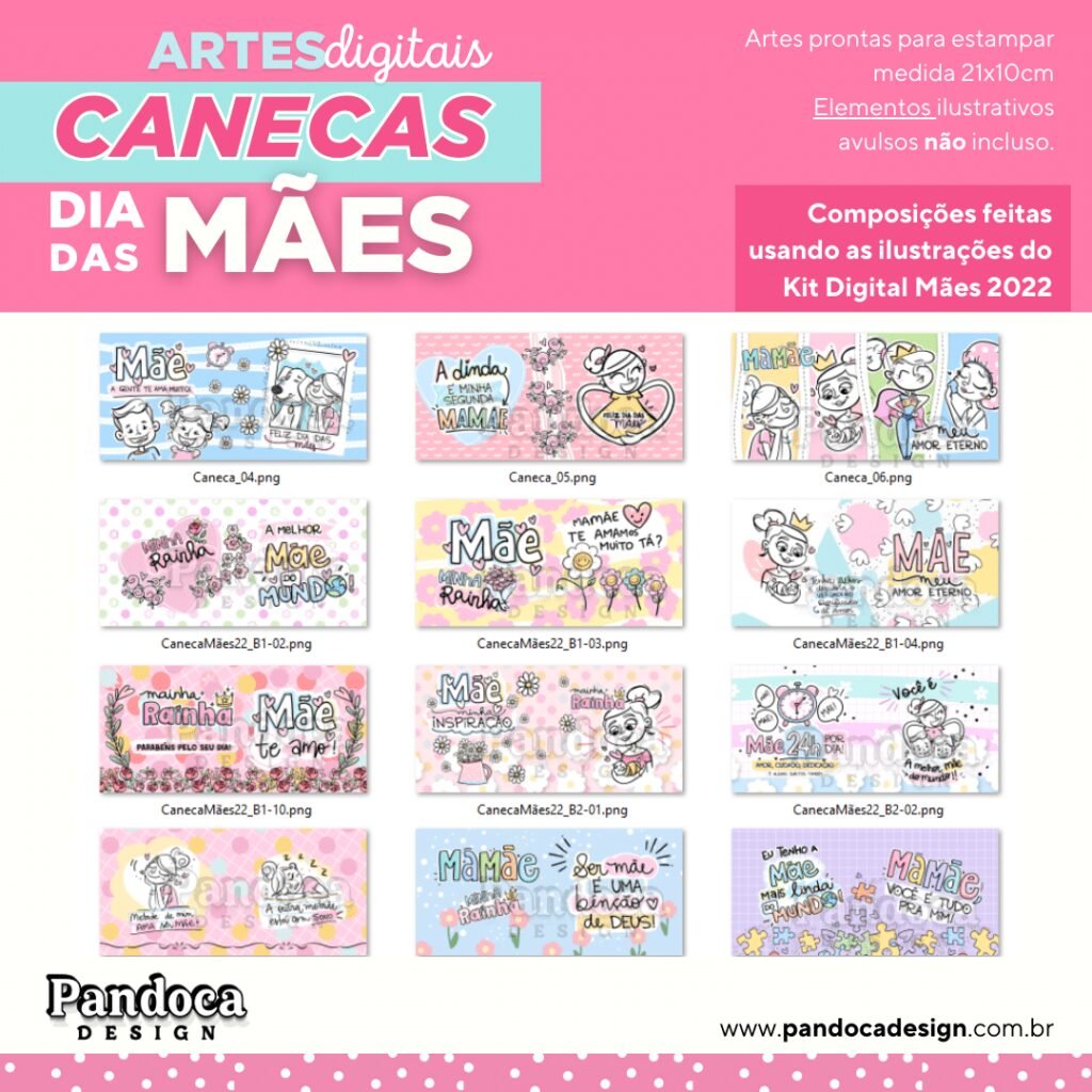 PACK Artes Digitais para Canecas - Dia Das Mães (Pandoca) - Imagem 3