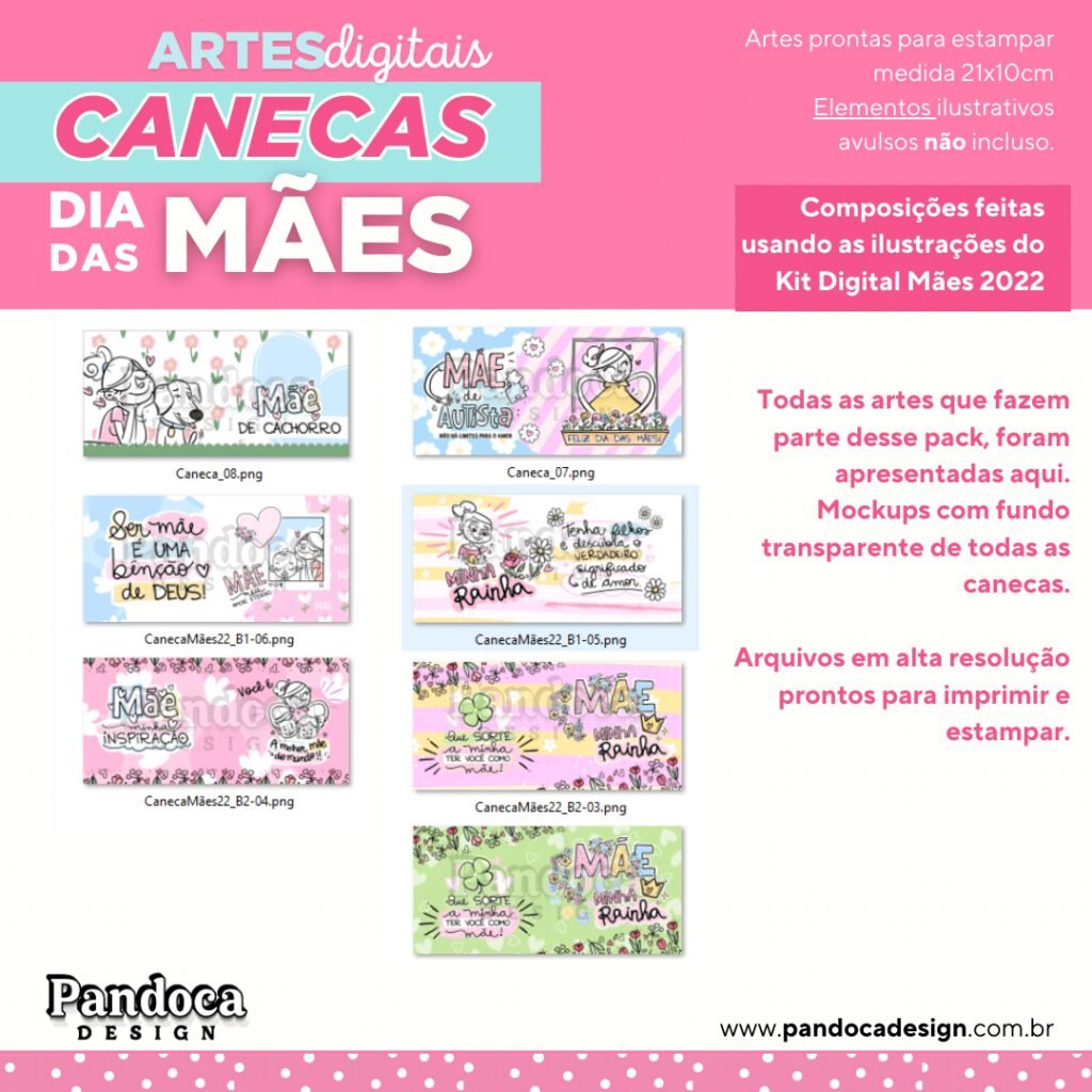 PACK Artes Digitais para Canecas - Dia Das Mães (Pandoca) - Imagem 2