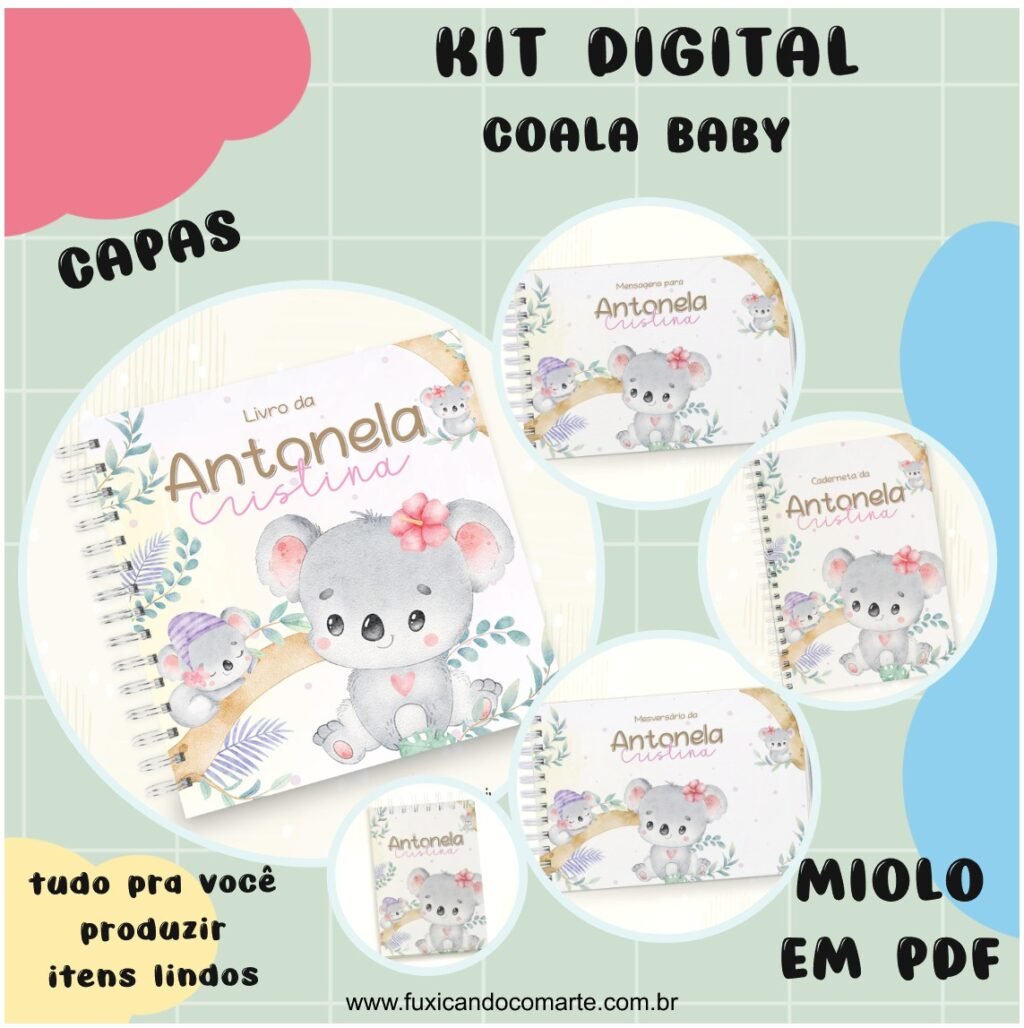 Kit Coala Baby Aquarela – Menino e Menina (Fuxicando Arte) - Imagem 1