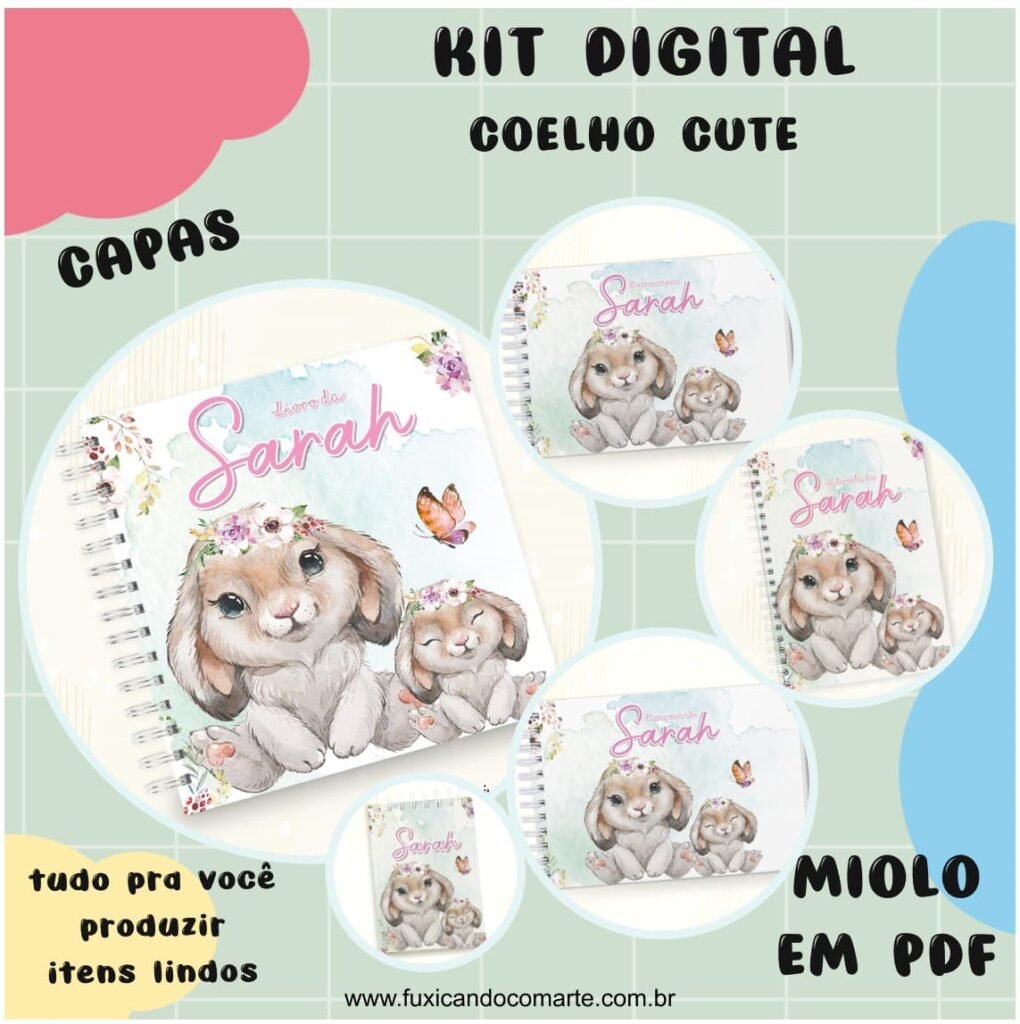 Kit Coelho Cute – Menino e Menina (Fuxicando Arte) - Imagem 1