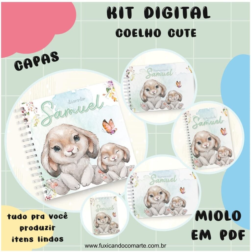Kit Coelho Cute – Menino e Menina (Fuxicando Arte) - Imagem 2