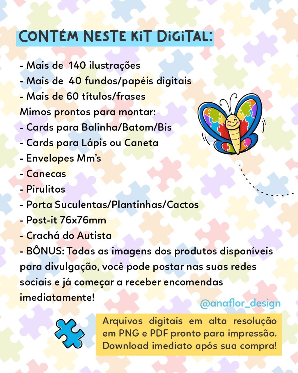 Abril Azul Dia do Austismo - Mimos | Kit Digital (Ana Flor) - Imagem 2