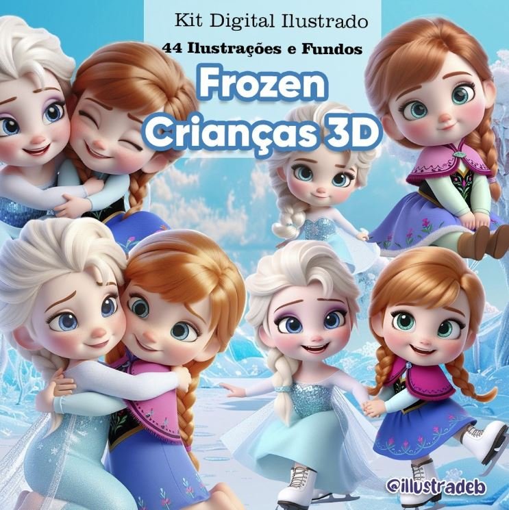 Frozen Crianças 3D- Kit Digital - Imagem 1