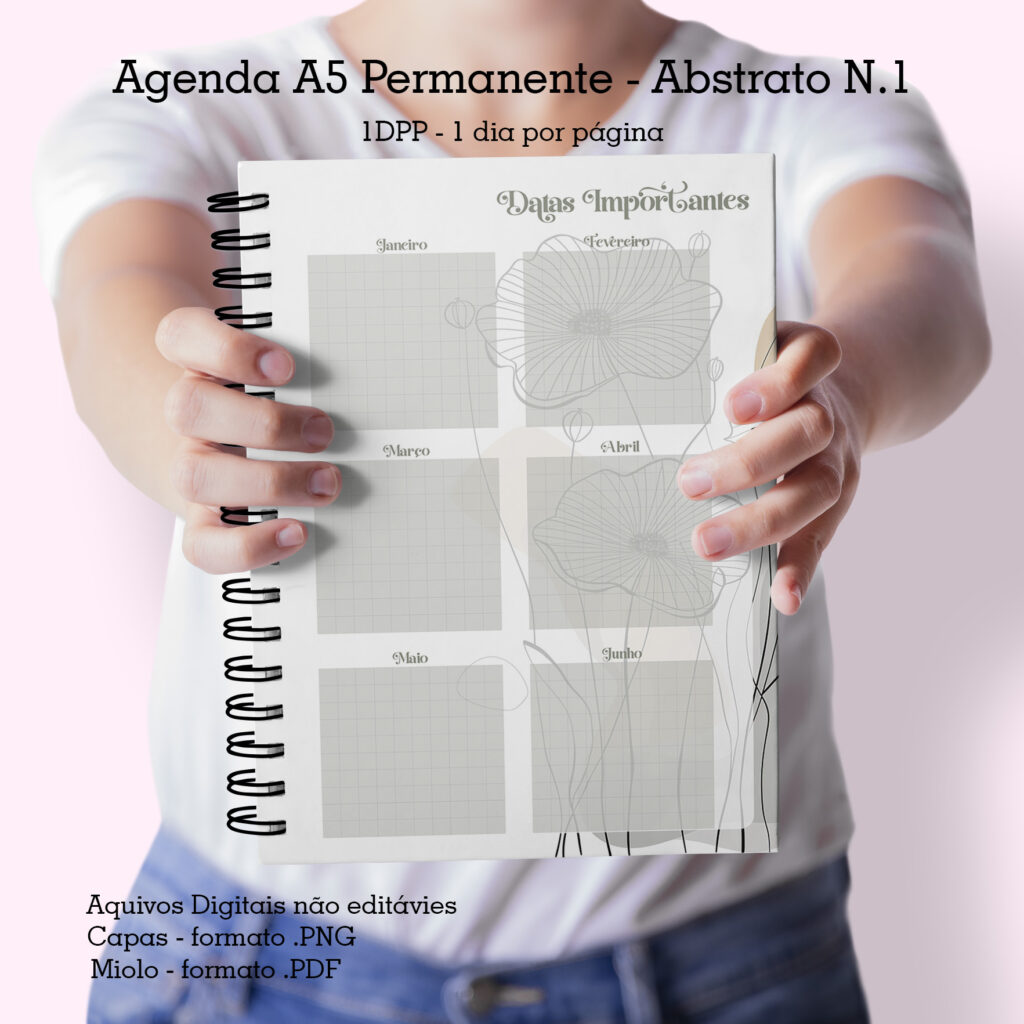 Agenda A5 Abstrato N1 - Permanente | Datada 2025 1DPP - 4 Miolos Com Hora e Sem Hora (Cute Corte) - Imagem 6