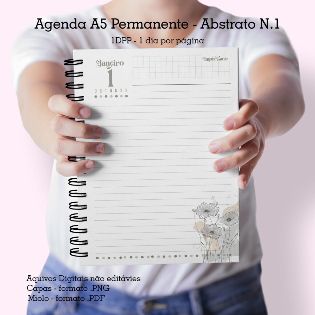 Agenda A5 Abstrato N1 - Permanente | Datada 2025 1DPP - 4 Miolos Com Hora e Sem Hora (Cute Corte) - Imagem 4