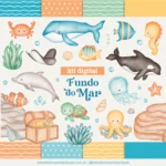 Fundo do Mar – Cliparts em aquarela (Estudio Daiane)