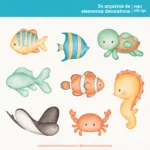 Fundo do Mar – Cliparts em aquarela (Estudio Daiane) - Imagem 7