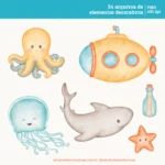 Fundo do Mar – Cliparts em aquarela (Estudio Daiane) - Imagem 5