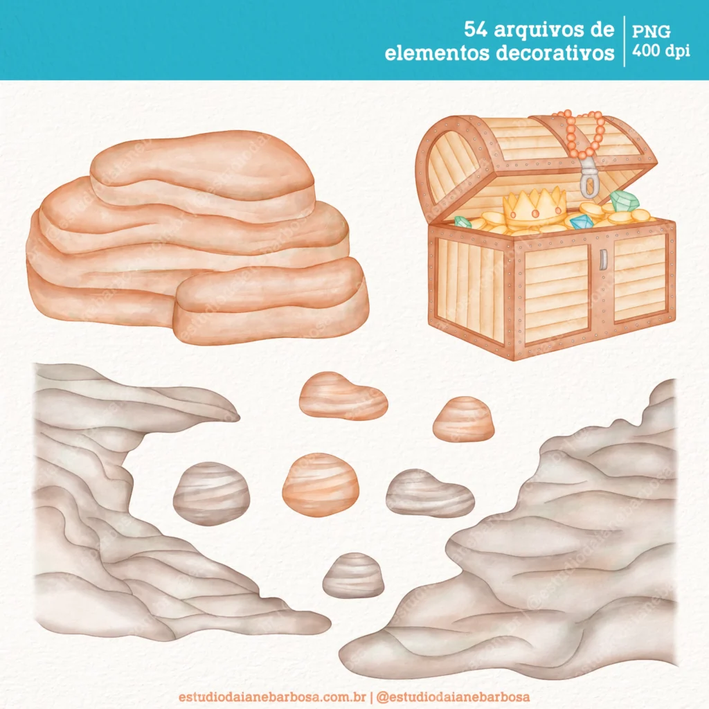Fundo do Mar – Cliparts em aquarela (Estudio Daiane) - Imagem 4