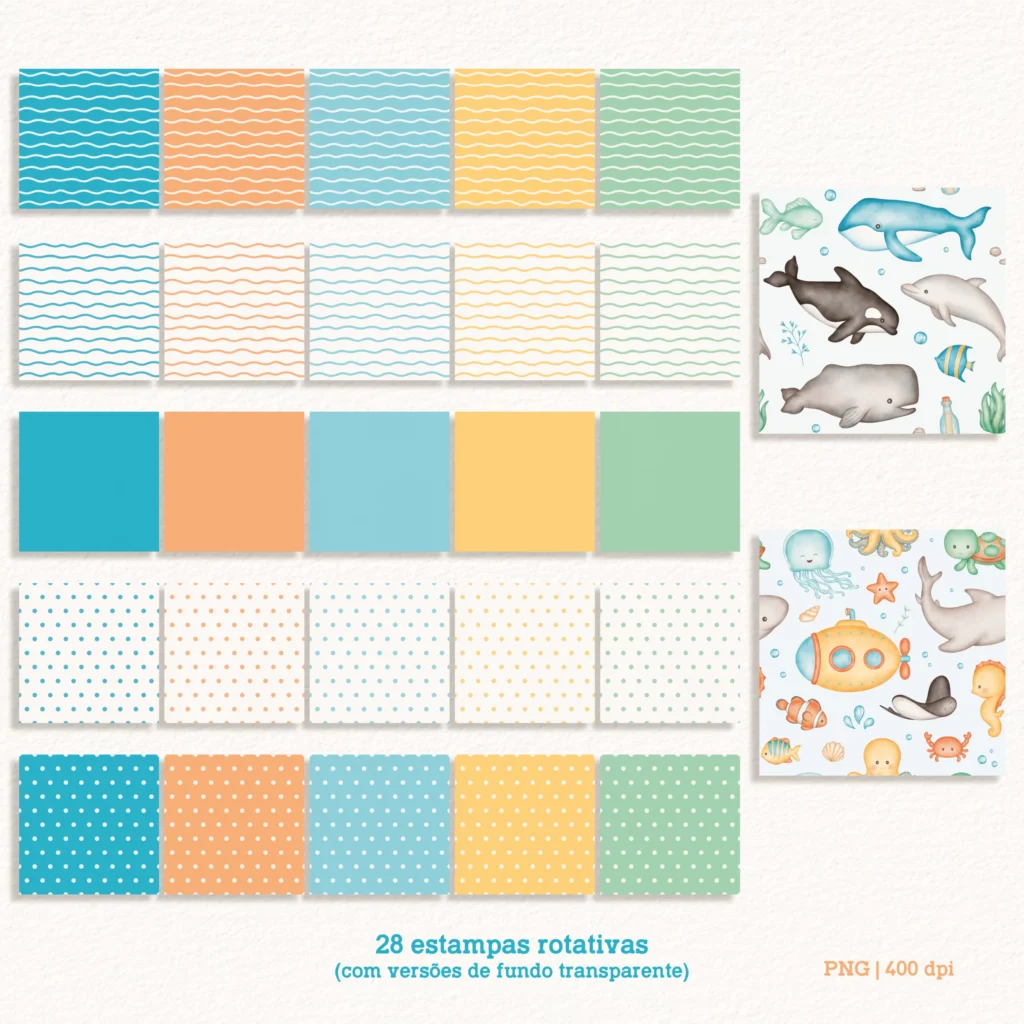 Fundo do Mar – Cliparts em aquarela (Estudio Daiane) - Imagem 2
