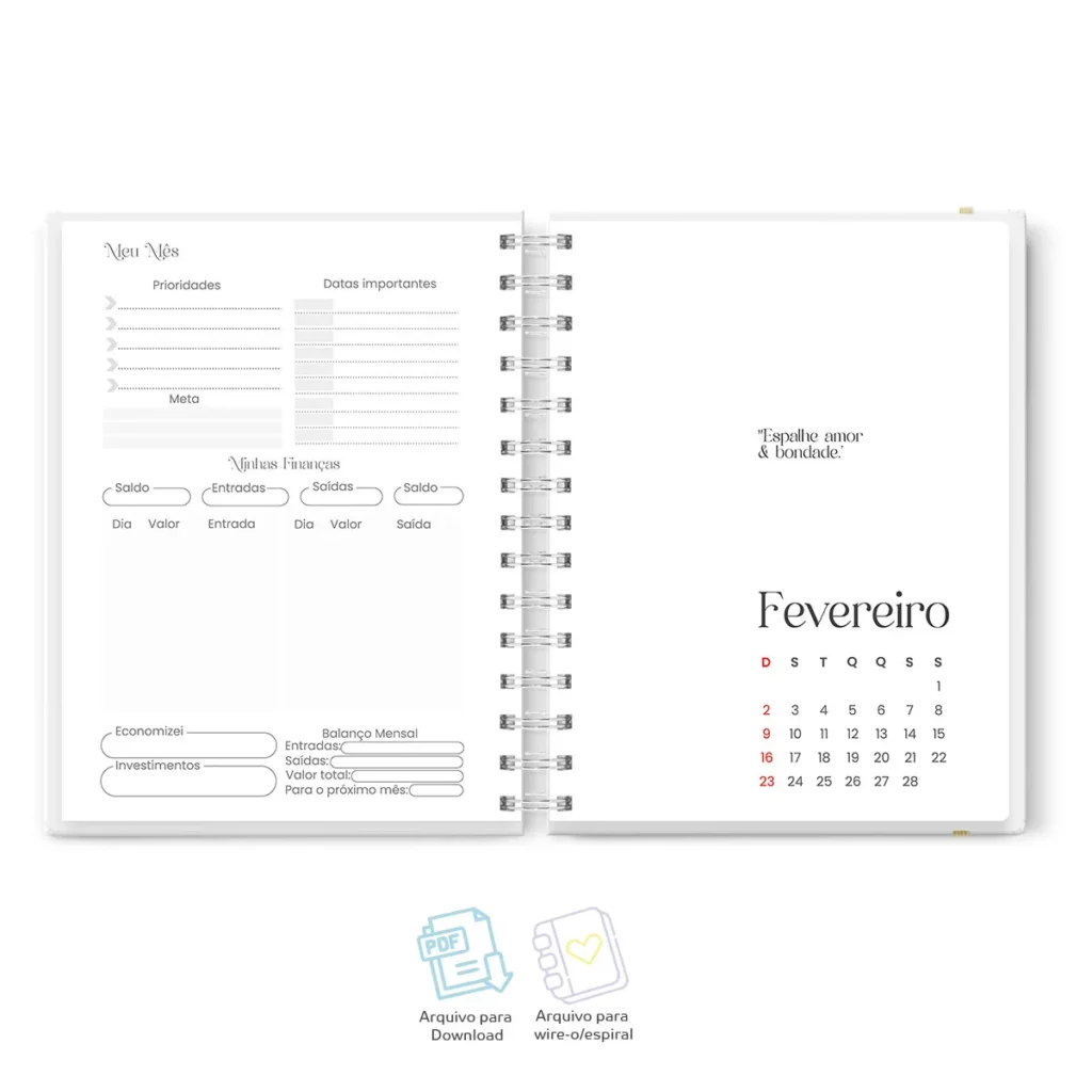 Miolo Agenda Clean 2025 (Becraft) - Imagem 3