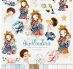 Kit Digital Ilustrações Nossa Senhora Auxiliadora - Santinhos (Carinas Paper)