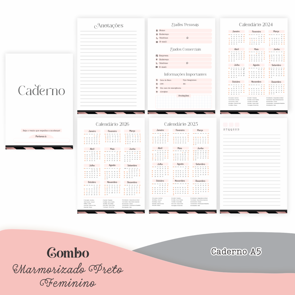 COMBO Marmorizado Preto Feminino – 5 Modelos (Pamella) - Imagem 9