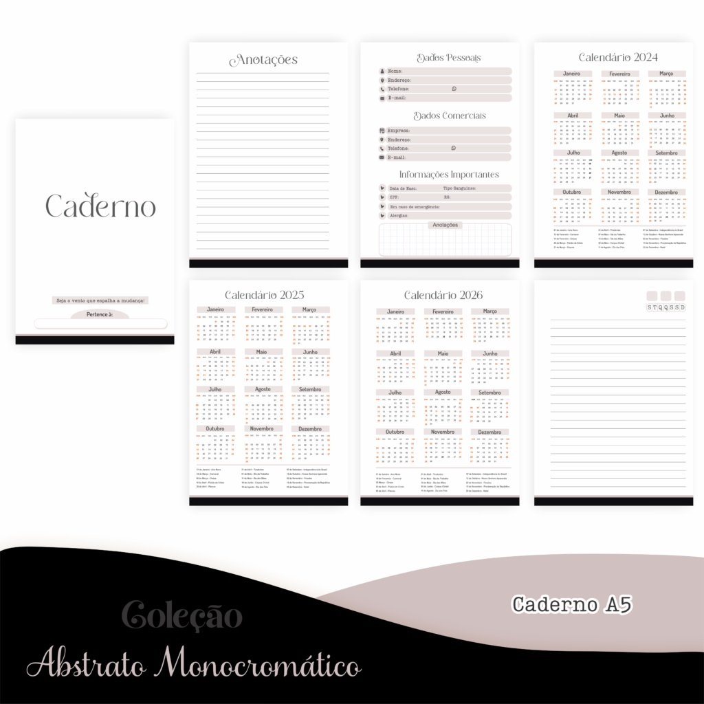 COMBO Abstrato Monocromático – 5 Modelos (Pamella) - Imagem 9