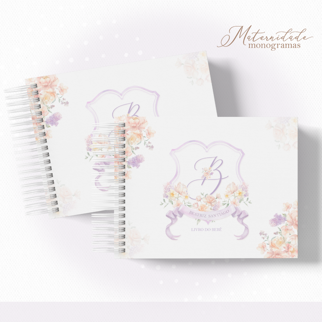 Floral Lilás 1 - COMBO Maternidade Monogramas (Papel Amado) - Imagem 3