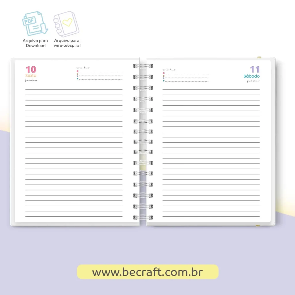 Miolo Agenda Colorida 2025 (Becraft) - Imagem 3