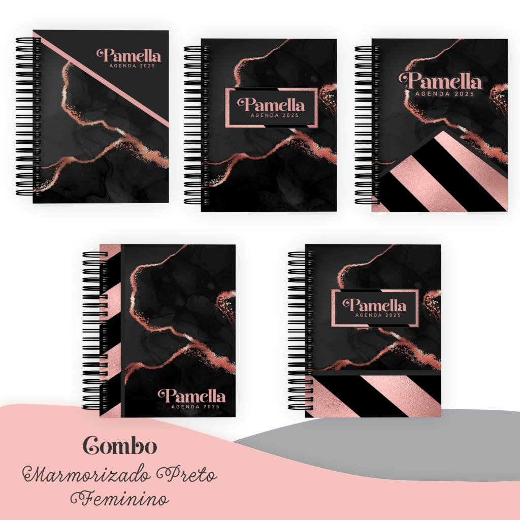 COMBO Marmorizado Preto Feminino – 5 Modelos (Pamella) - Imagem 1