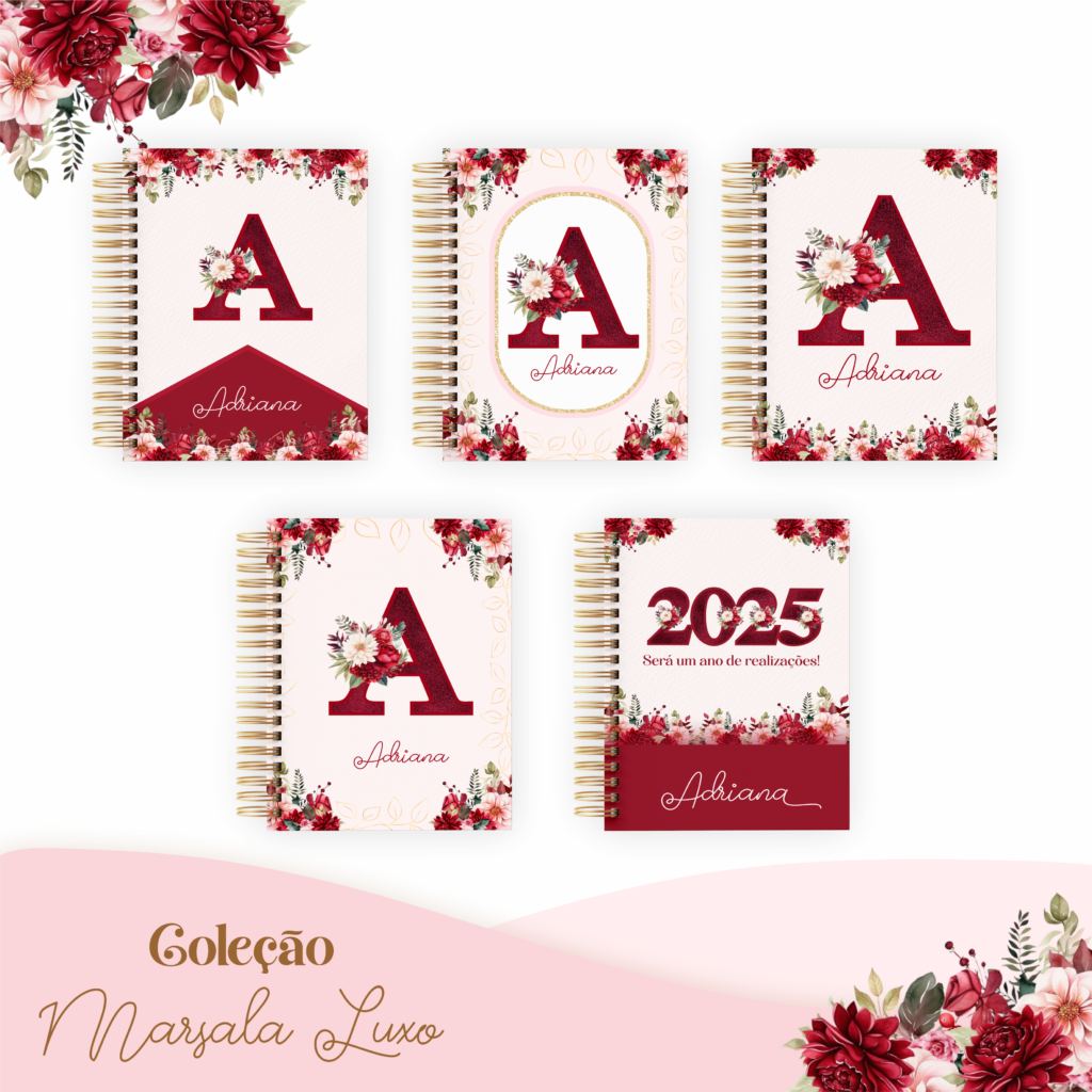 COMBO Marsala Luxo Alfabeto – 5 Modelos (Pamella) - Imagem 1