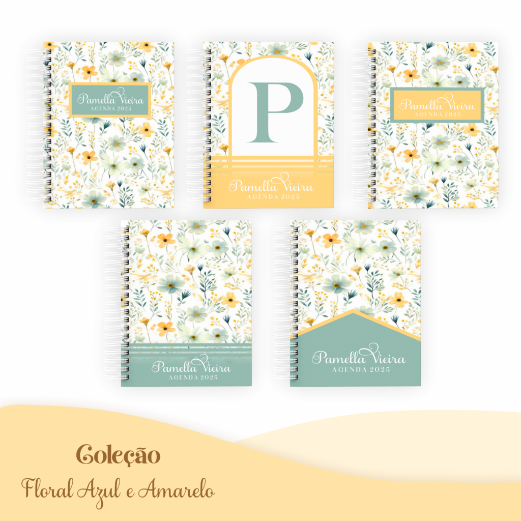 COMBO Floral Azul e Amarelo – 5 Modelos (Pamella) - Imagem 1