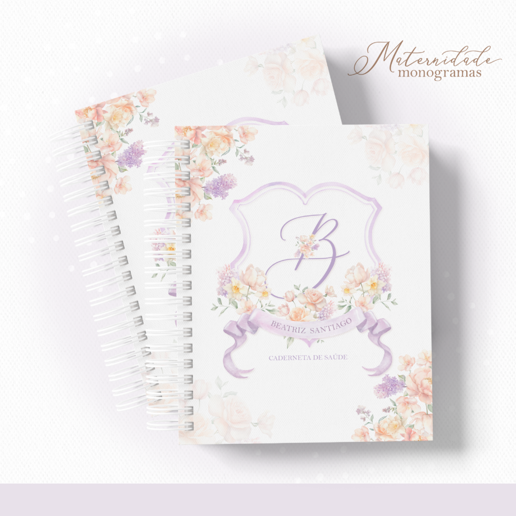 Floral Lilás 1 - COMBO Maternidade Monogramas (Papel Amado) - Imagem 1