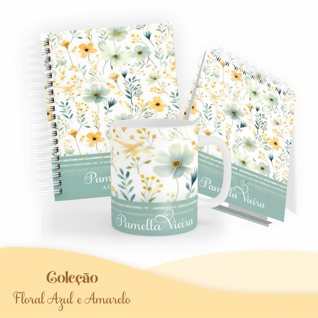 COMBO Floral Azul e Amarelo – 5 Modelos (Pamella) - Imagem 3