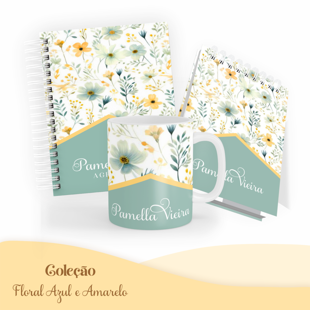 COMBO Floral Azul e Amarelo – 5 Modelos (Pamella) - Imagem 4