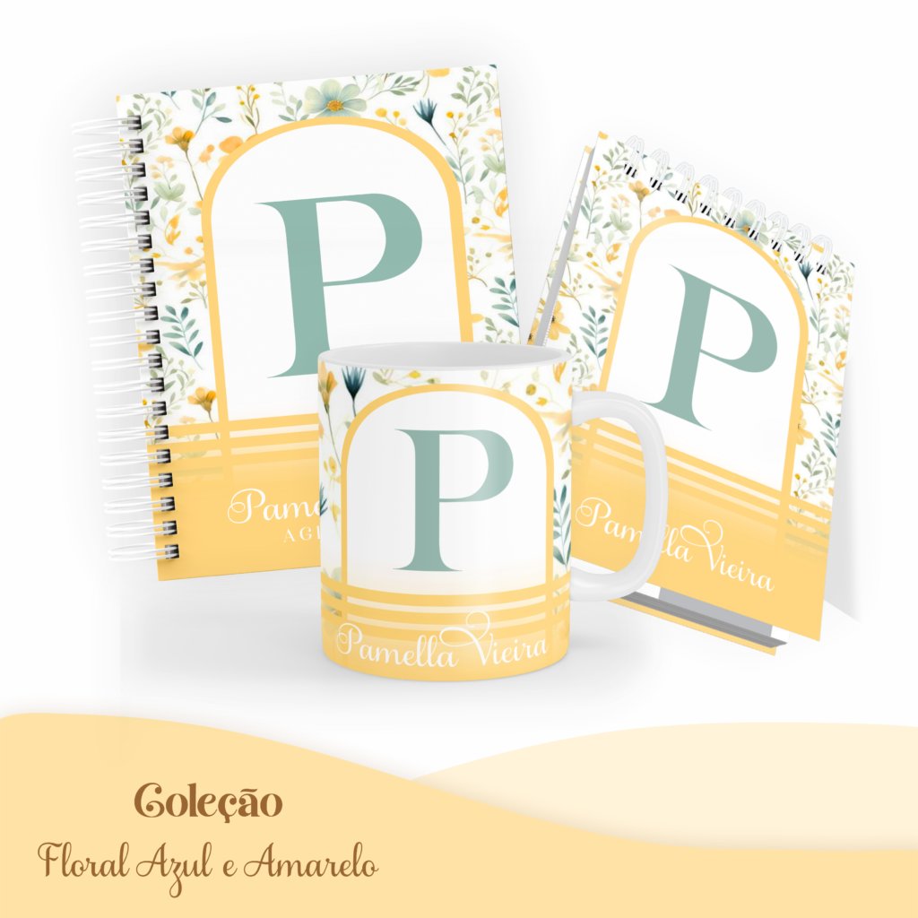 COMBO Floral Azul e Amarelo – 5 Modelos (Pamella) - Imagem 5