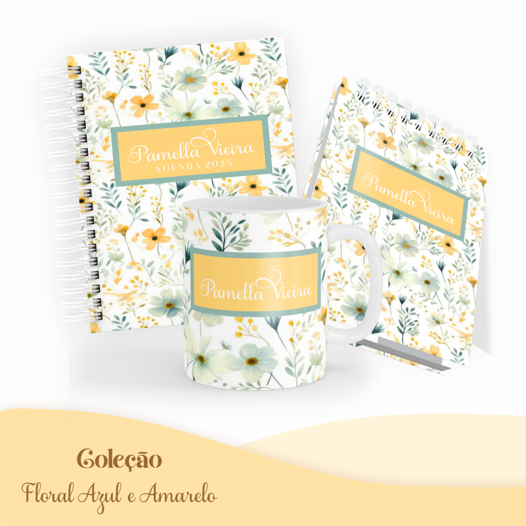 COMBO Floral Azul e Amarelo – 5 Modelos (Pamella) - Imagem 6