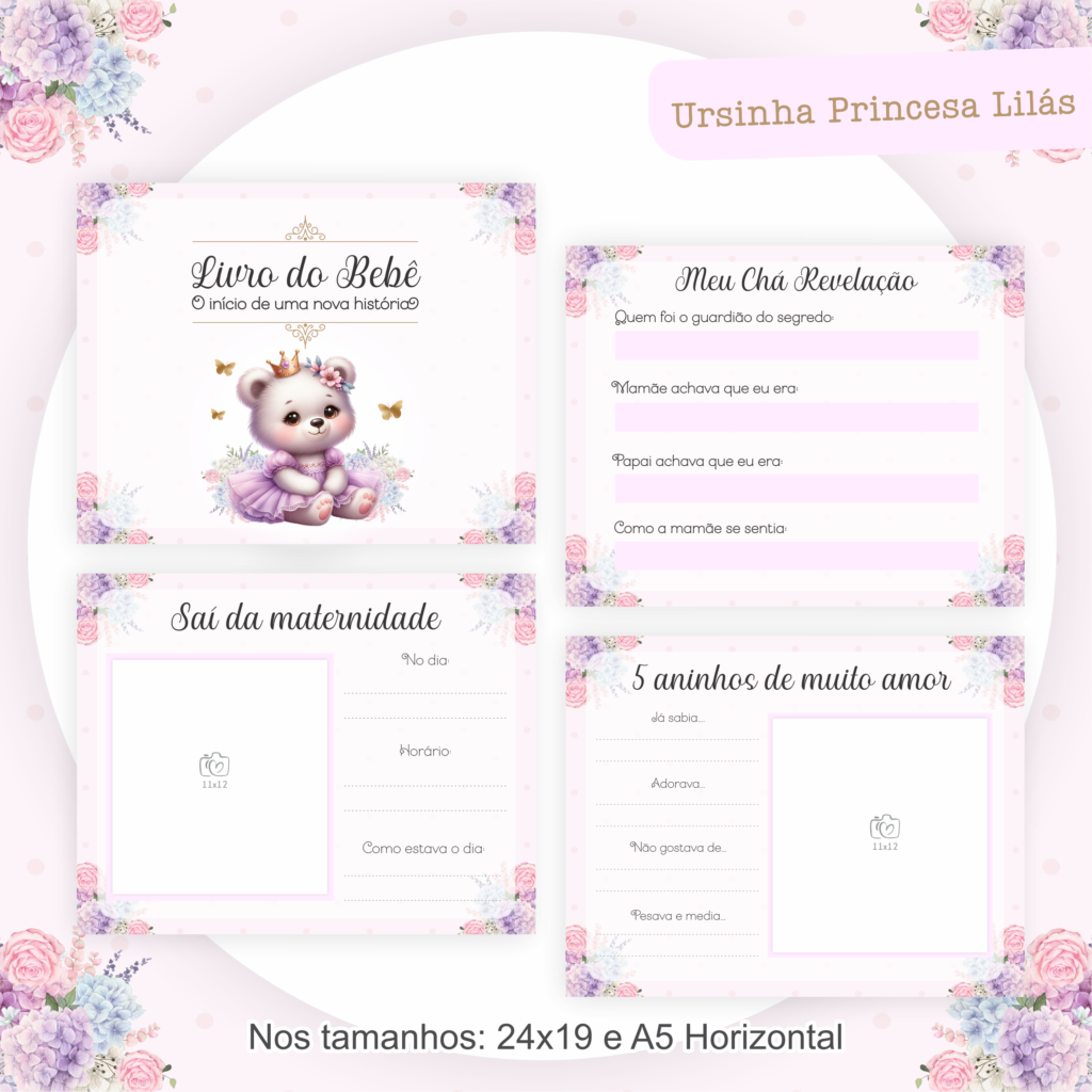Ursinha Princesa Lilás - Kit Maternidade - Imagem 2