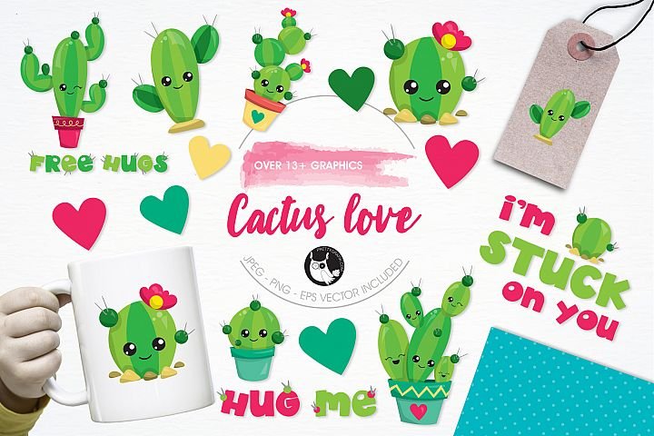 Cactus Love Graphics & Illustrations Kit Digital – Cactus Love - Imagem 1