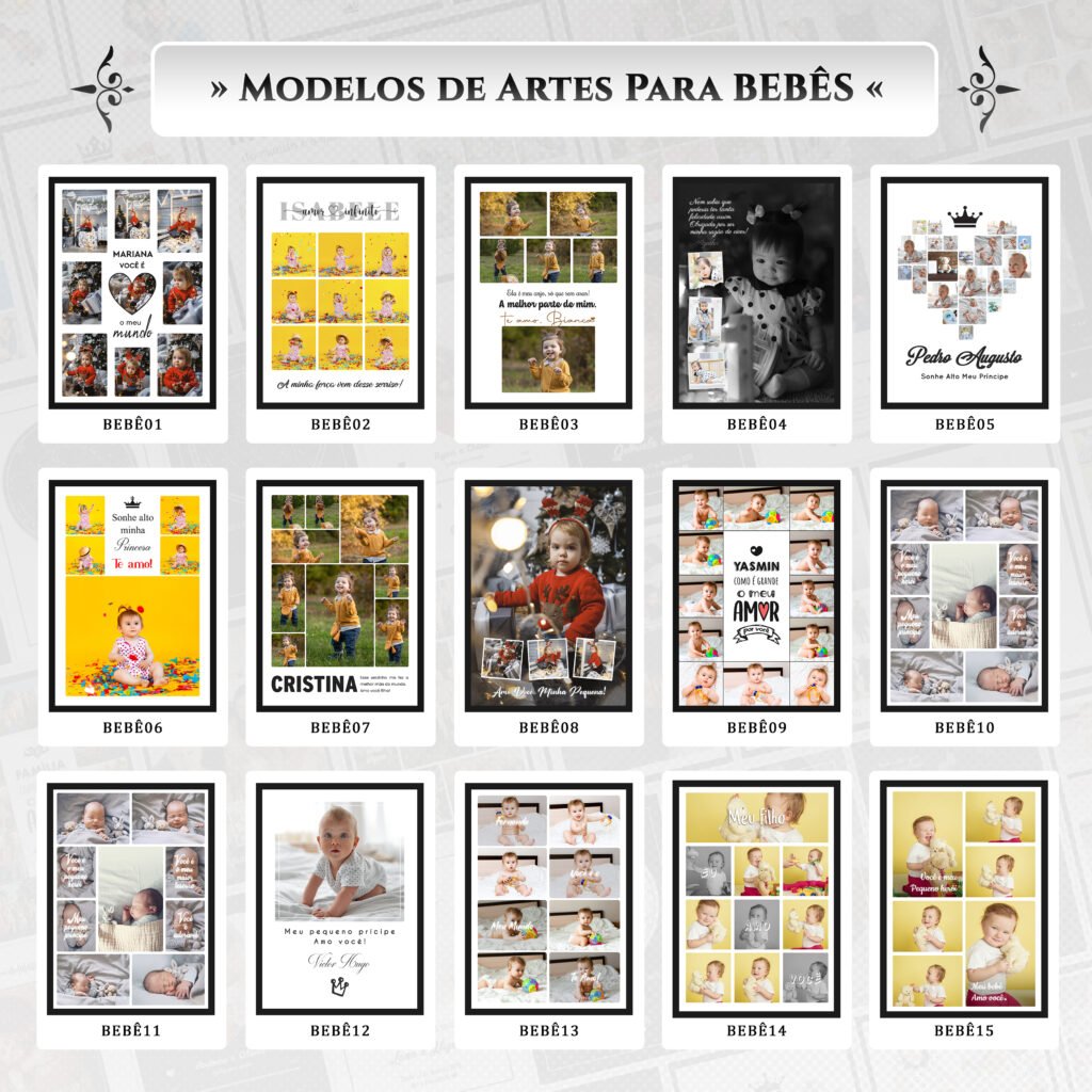 COMBO 1 Quadro Fotos - Bebê em PSD - Imagem 1