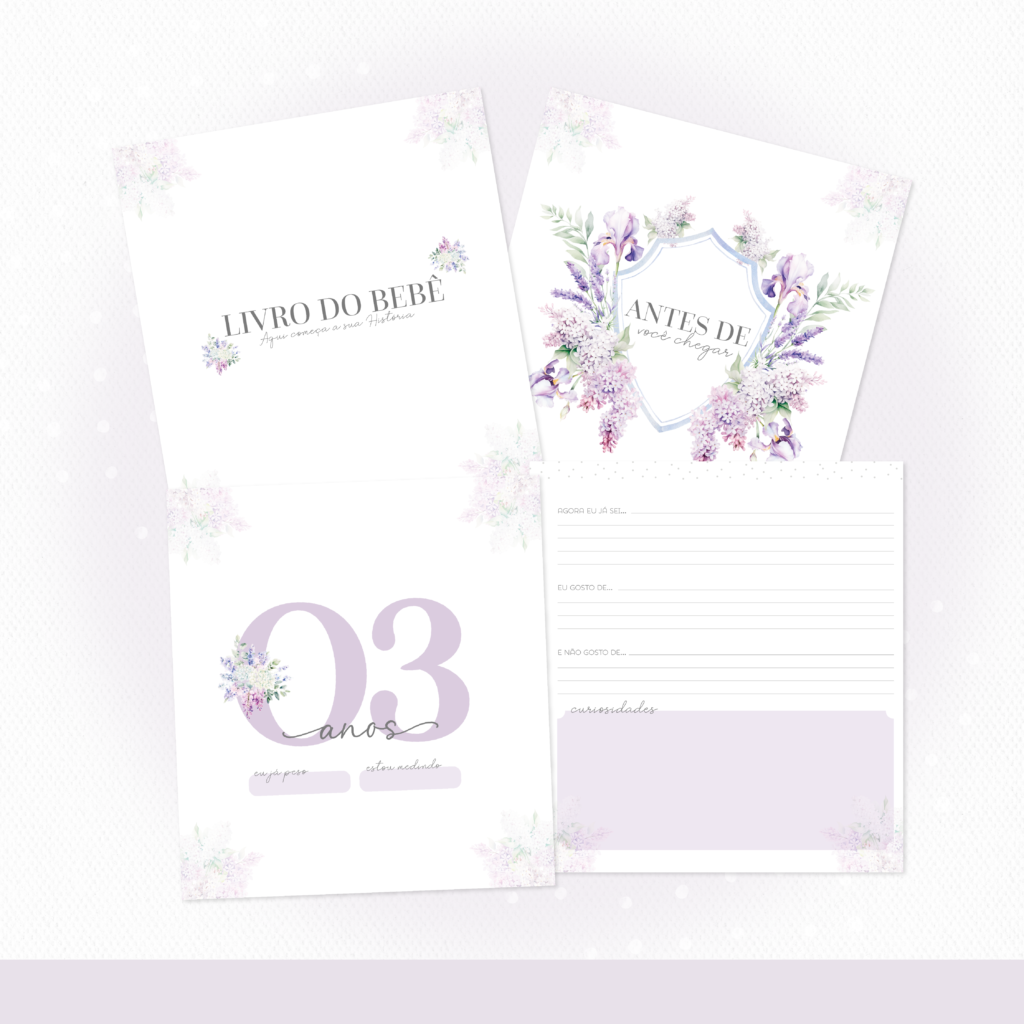 Floral Lilás 2 - COMBO Maternidade Monogramas (Papel Amado) - Imagem 2
