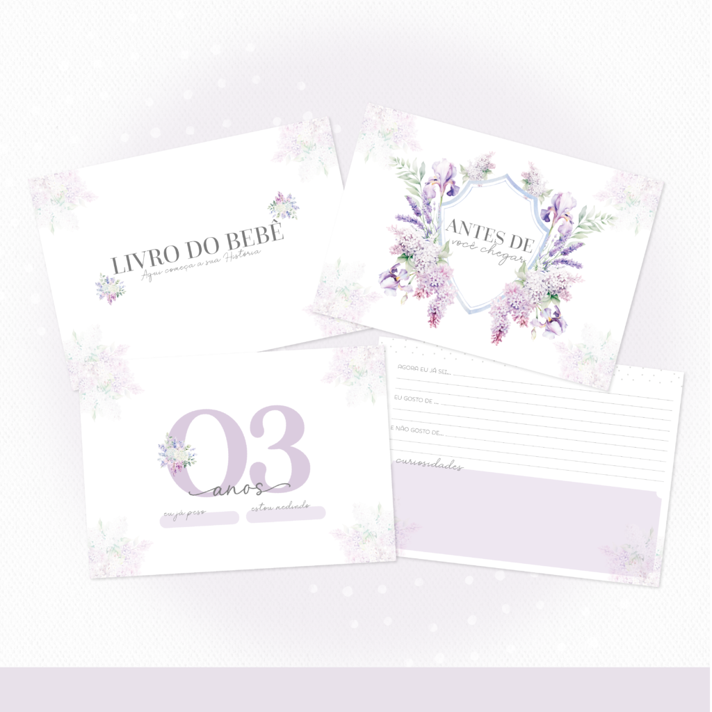 Floral Lilás 2 - COMBO Maternidade Monogramas (Papel Amado) - Imagem 3