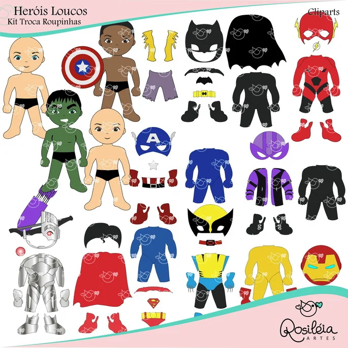 Herois Loucos_Troca Roupas Heróis Loucos (Troca Roupa) - Kit Digital - Imagem 1