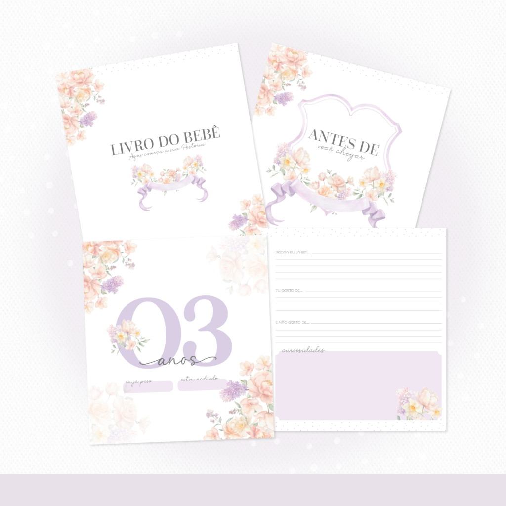 Floral Lilás 1 - COMBO Maternidade Monogramas (Papel Amado) - Imagem 6