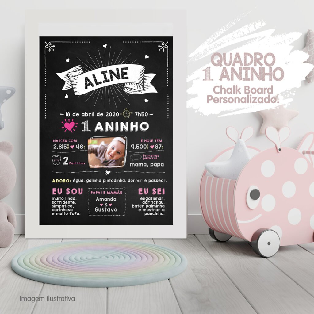 COMBO Quadros Chalkboard - Nascimento | Chá | 1 Aninho - Imagem 4