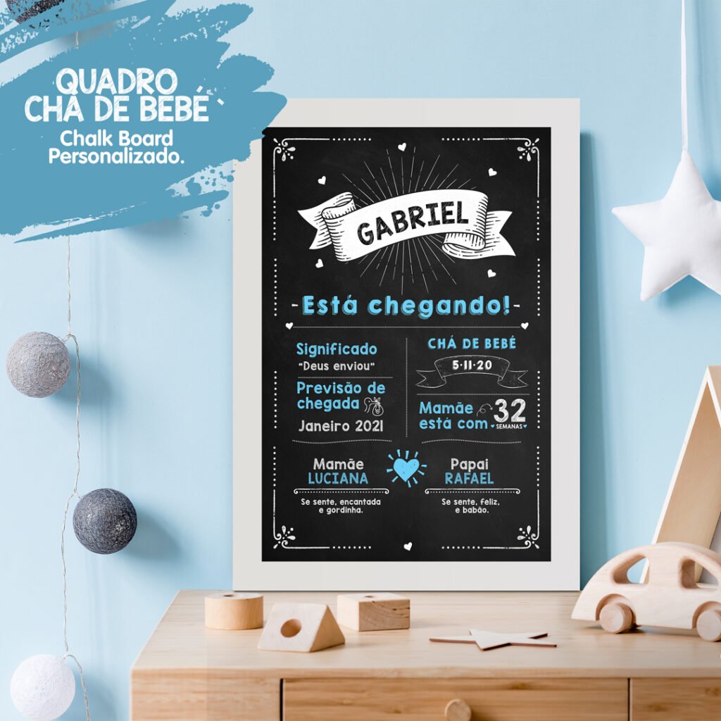 COMBO Quadros Chalkboard - Nascimento | Chá | 1 Aninho - Imagem 3