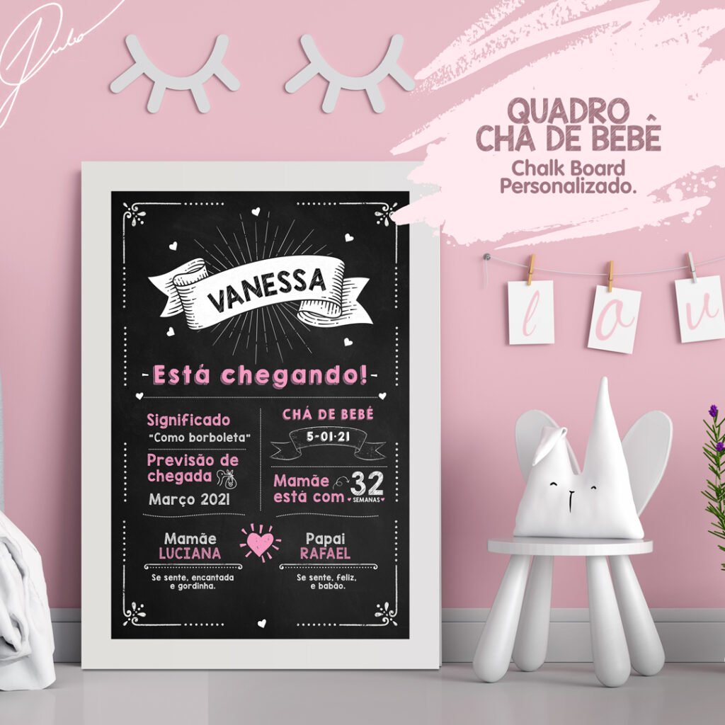 COMBO Quadros Chalkboard - Nascimento | Chá | 1 Aninho - Imagem 5