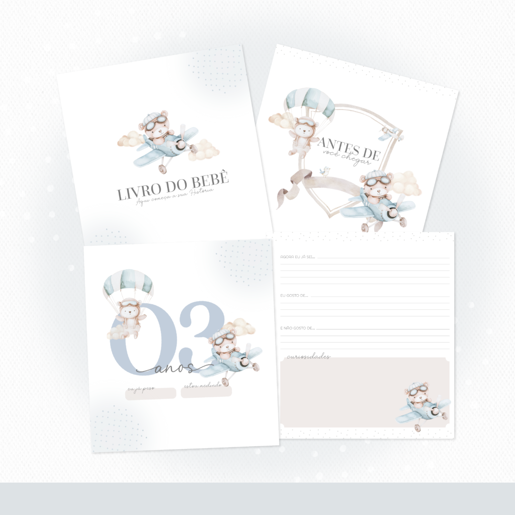 Urso Aviador - COMBO Maternidade Monogramas (Papel Amado) - Imagem 7