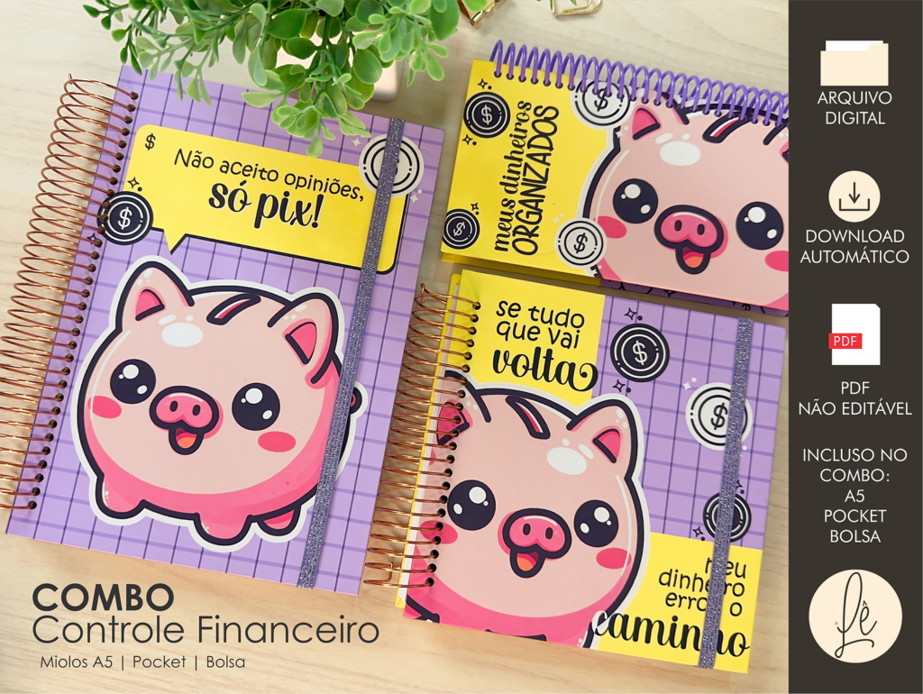 COMBO Controle Financeiro A5 | Pocket | Bolsa (Moldes da Lê) - Imagem 1