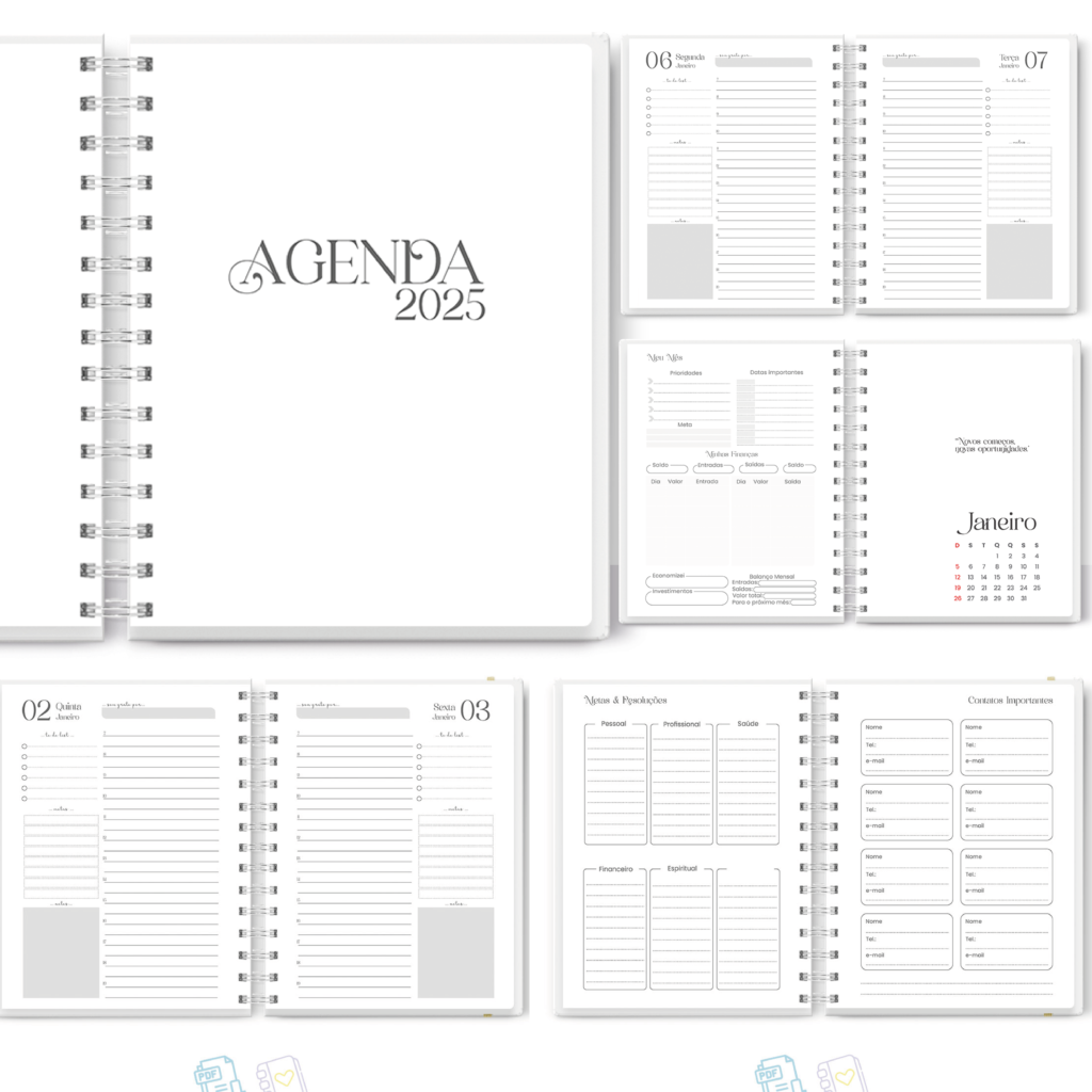 Miolo Agenda Clean 2025 (Becraft) - Imagem 1