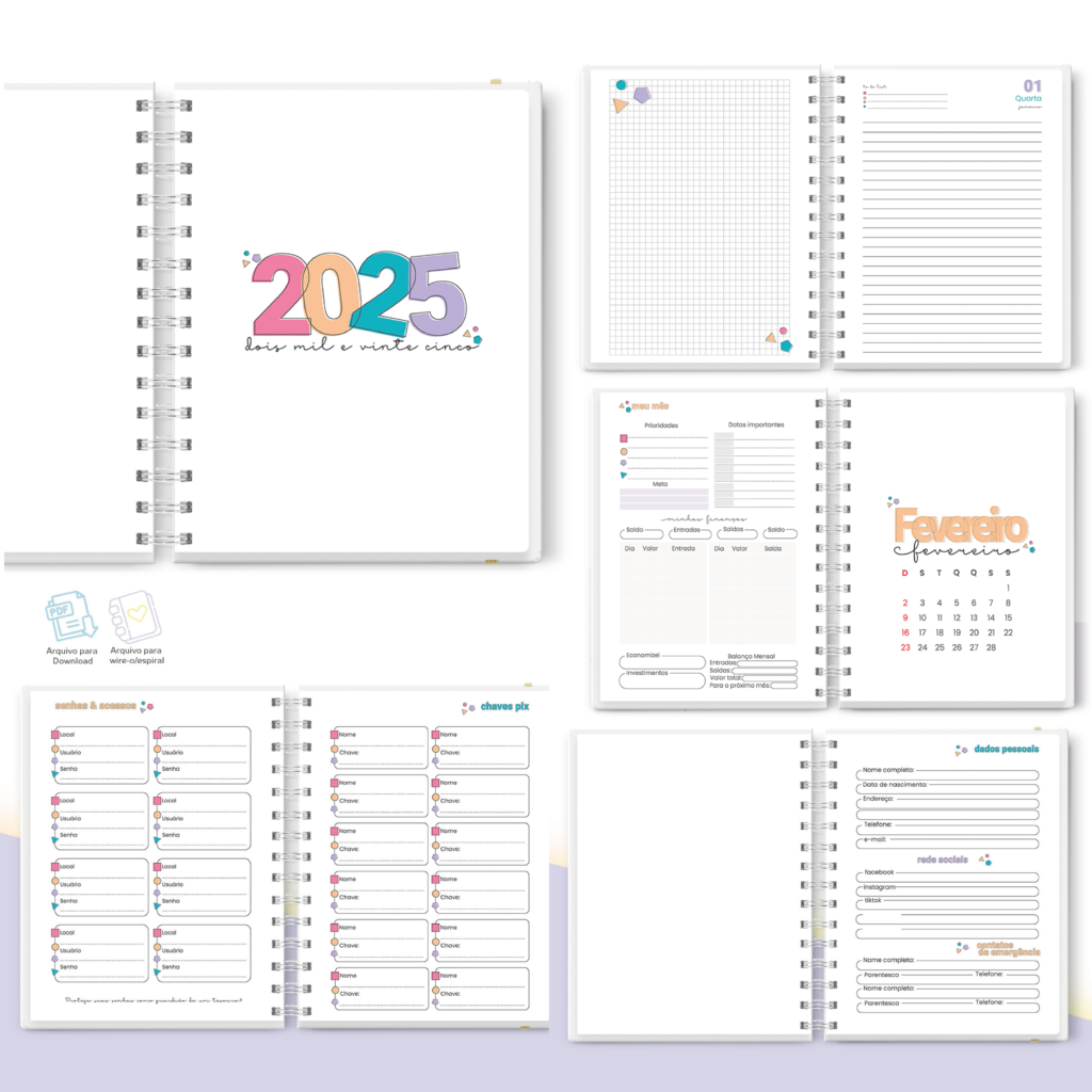 Miolo Agenda Colorida 2025 (Becraft) - Imagem 1