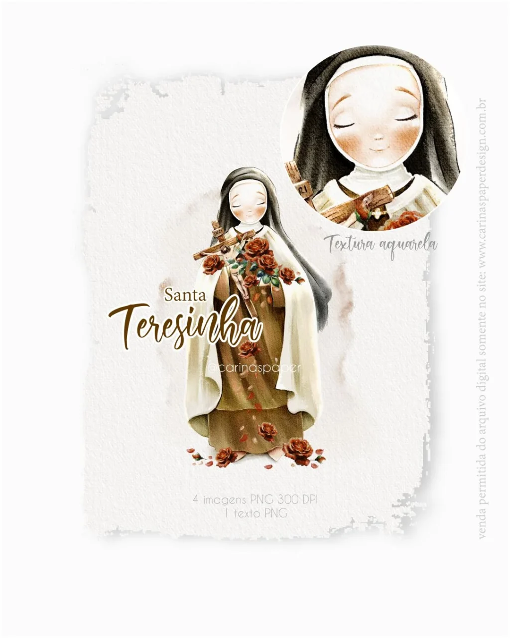Ilustração Digital Santa Teresinha - Santinhos (Carinas Paper) - Imagem 1