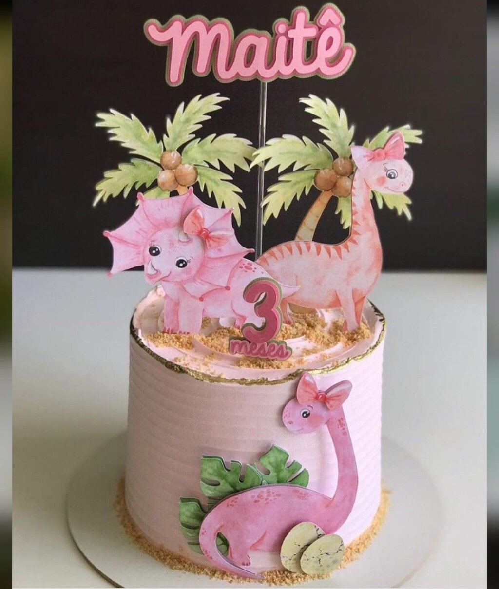 Dino Rosa - Topo de Bolo - Imagem 1