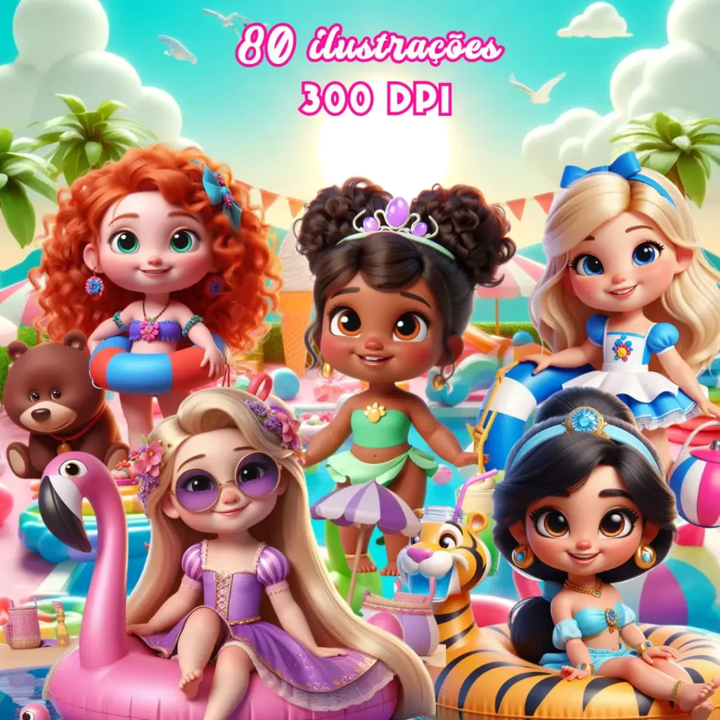 Pool Party Princesas - Kit Digital (Caramelo) - Imagem 4