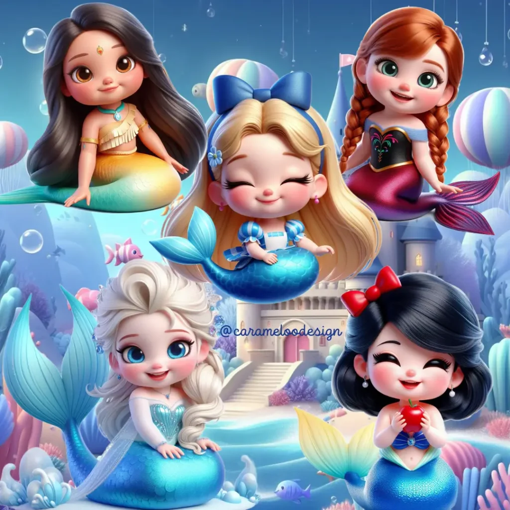 Princesas Sereia - Kit Digital (Caramelo) - Imagem 2